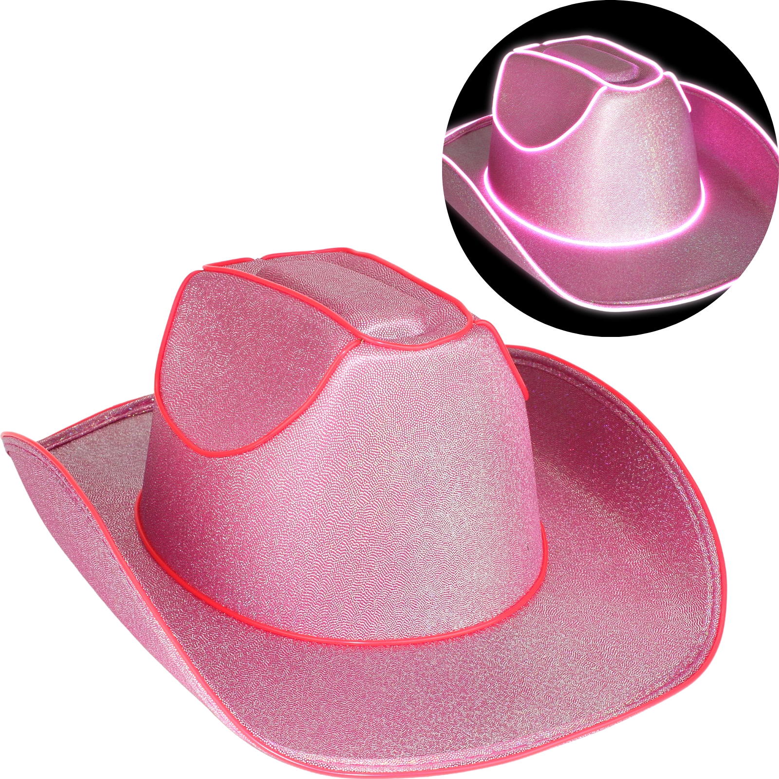 Light Up Pink Adult Cowboy Hat