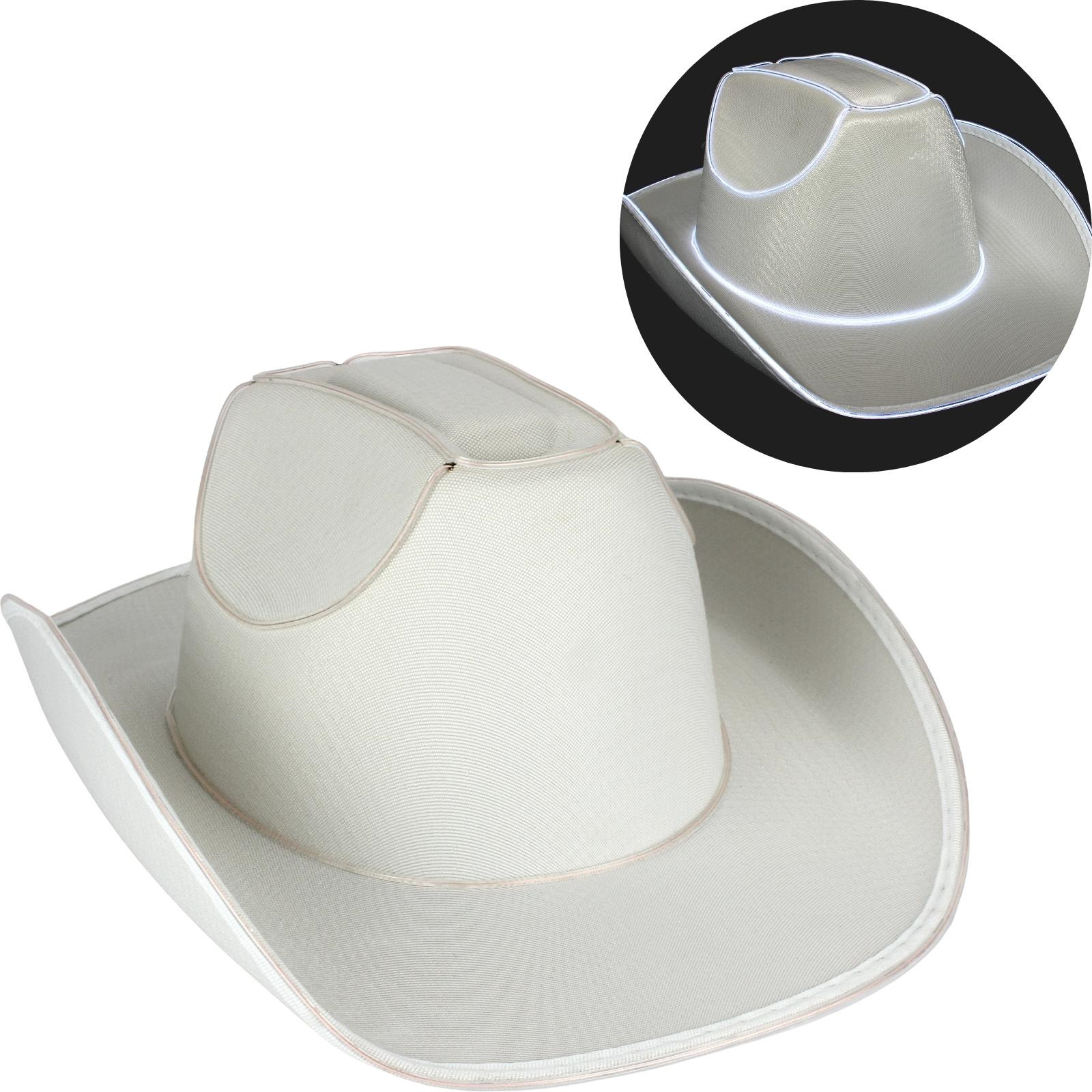 Light Up White Adult Cowboy Hat