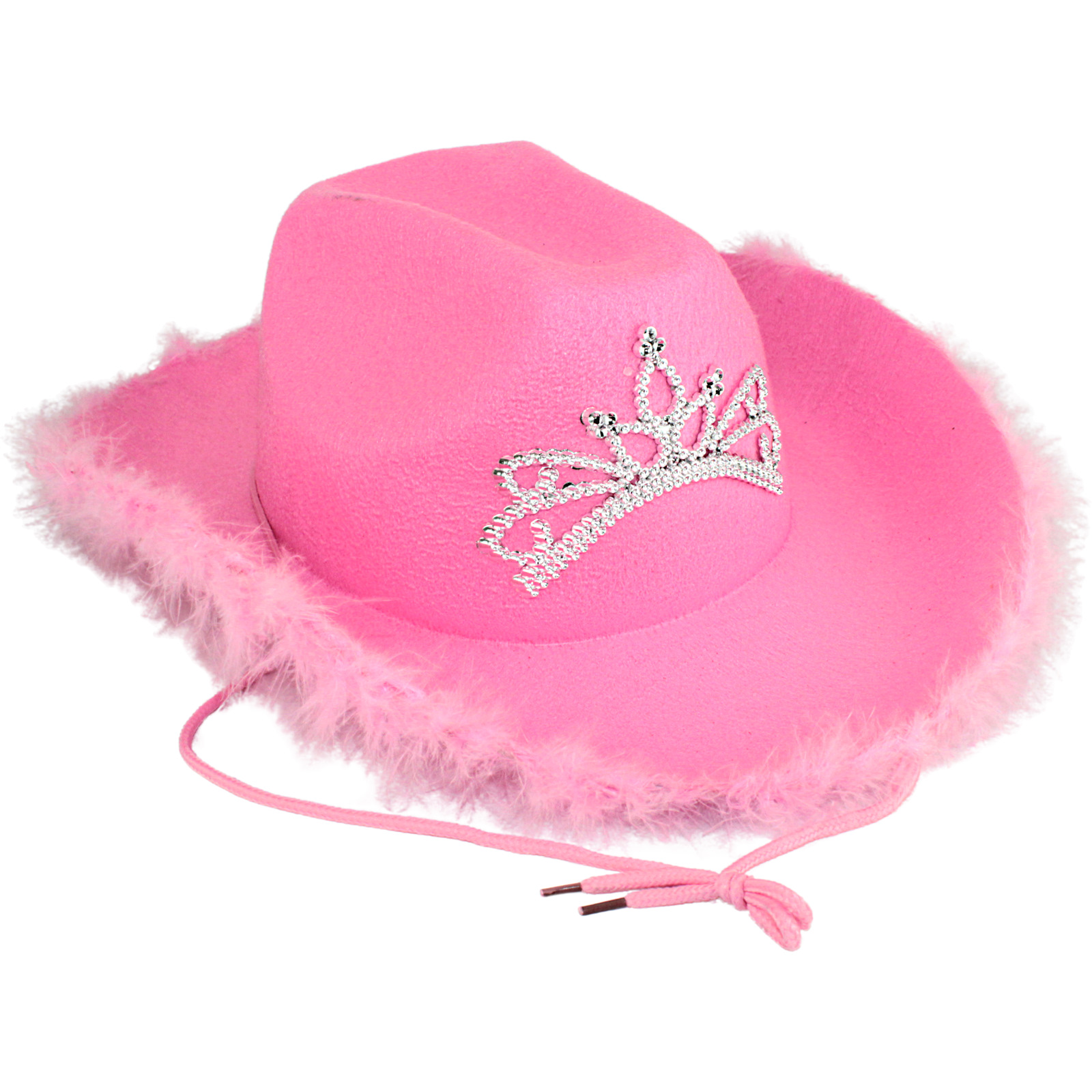 Pink Cowboy Tiara Hat With Fur Trim