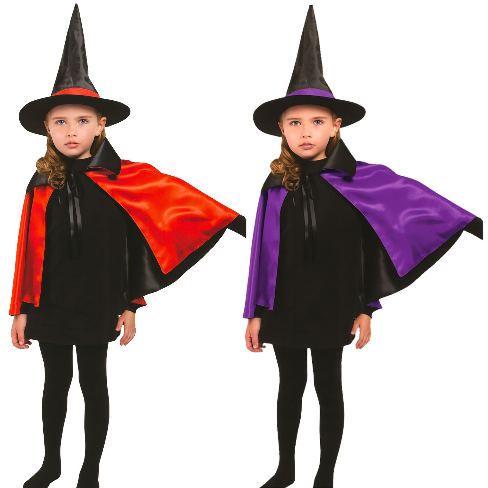 Kids Witches Cape With Pointy Hat Costume Set Assorted