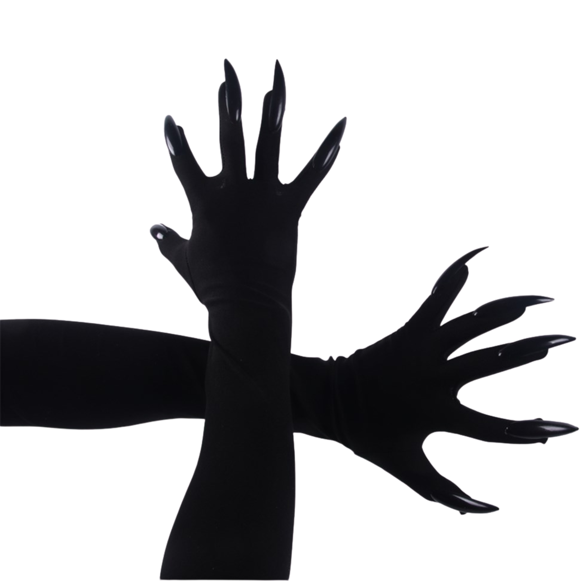 Adult Black Witch Gloves With Fingernails