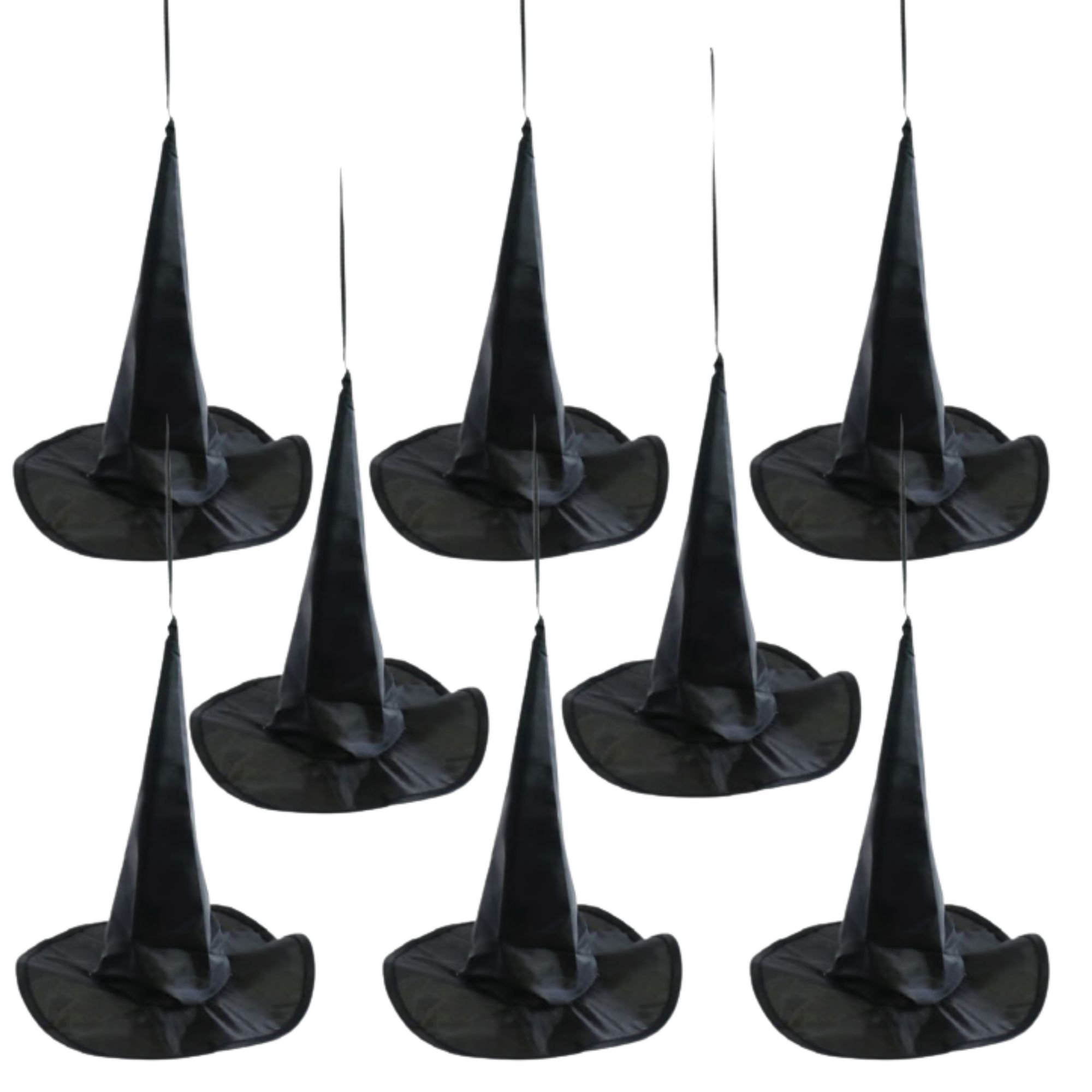 Black Witch Hats Hanging Decorations (Pack of 8)