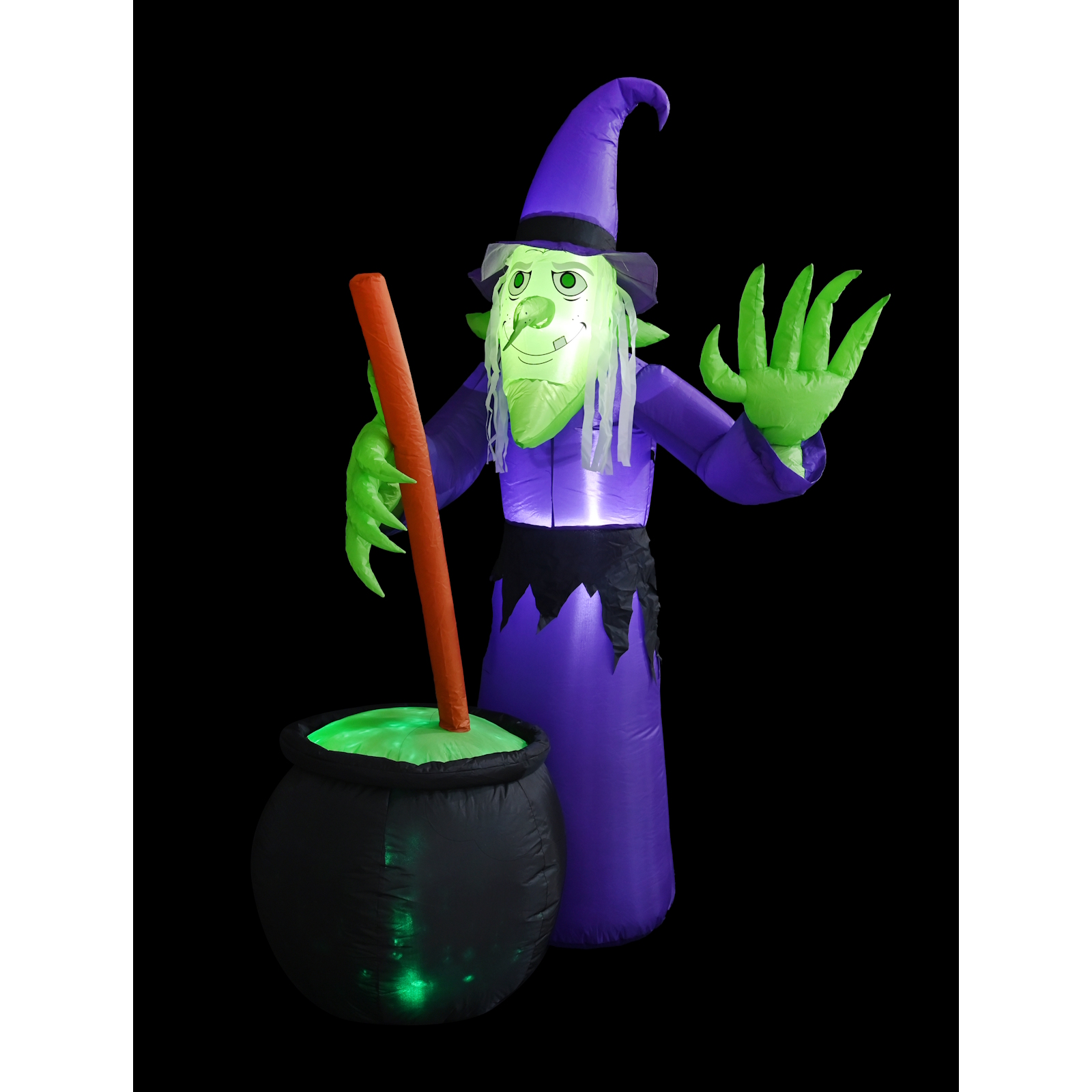 Inflatable Witch Sorceress With Flashing Cauldron and LED Lights 180cm 