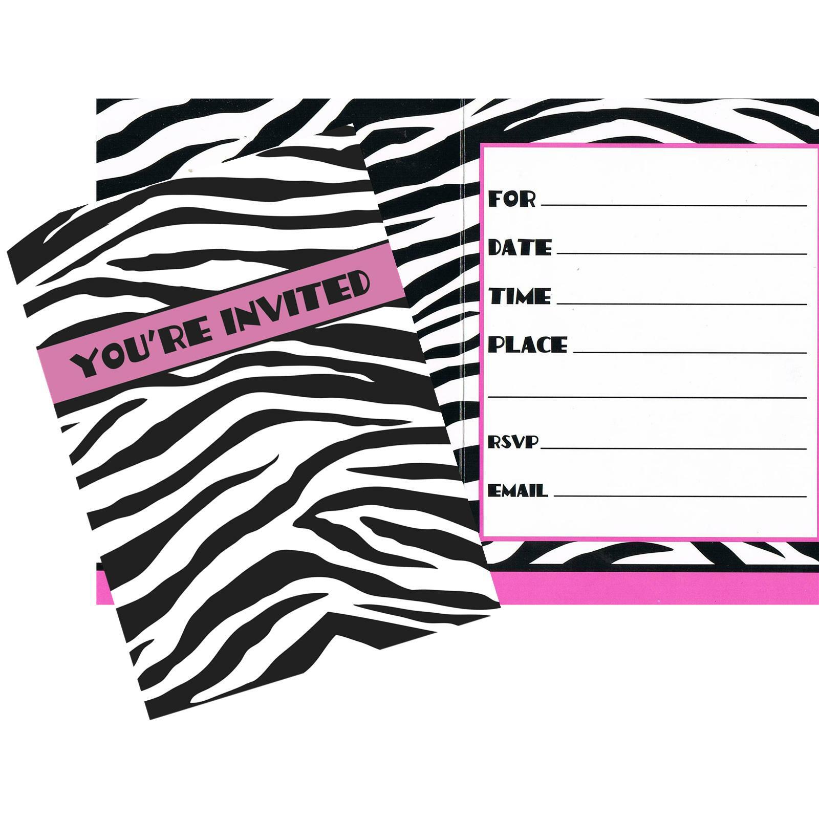 Zebra Passion Party Invitations (Pack of 8)