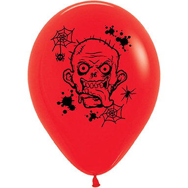 Zombie Horror Red 30cm Latex Balloons Pack of 6